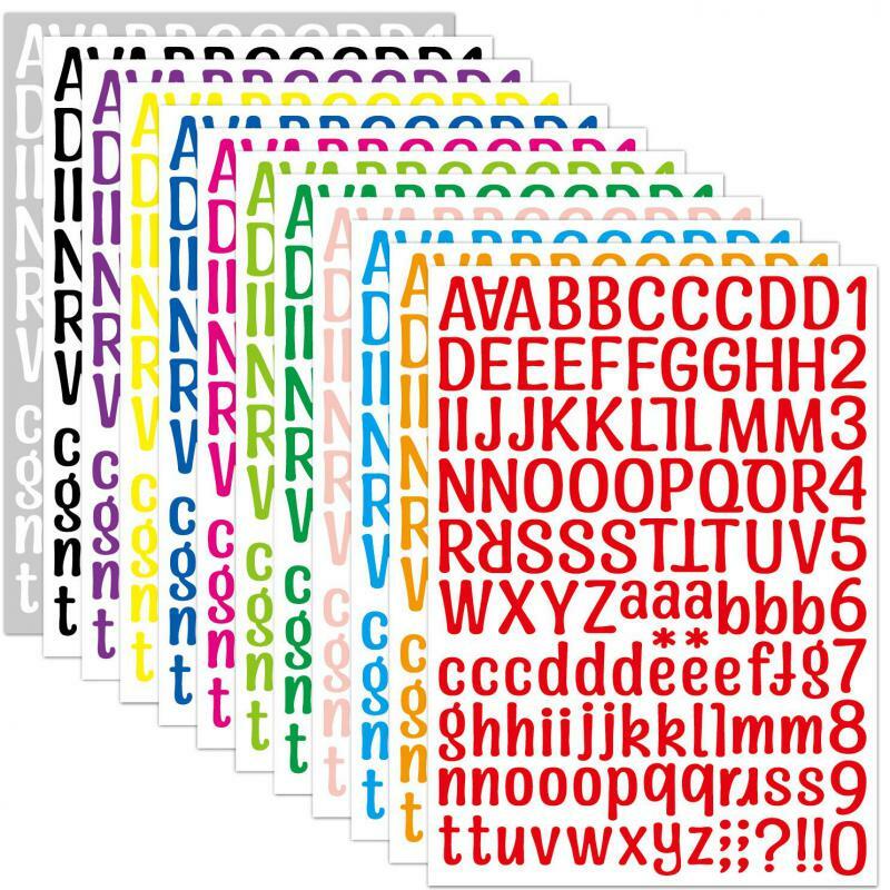 ملصقات الحروف الملونة ، ذاتية اللصق الفينيل الأبجدية عدد ملصق لصندوق البريد ، علامة الباب ، الأعمال ، رقم العنوان ، بطاقات ، أكواب