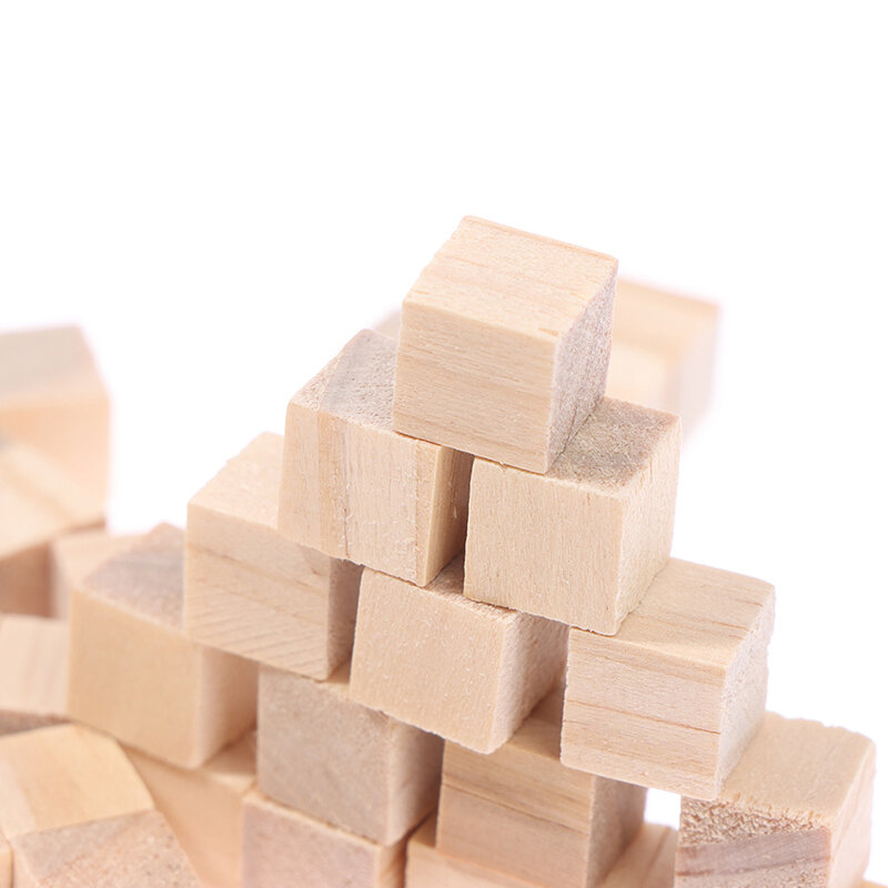 100 قطعة لم تنته فارغة صغيرة لتقوم بها بنفسك خشبية مربع كتل 1 سنتيمتر الخشب الصلبة مكعبات للخشب الحرفية الاطفال ألعاب ألغاز صنع المواد