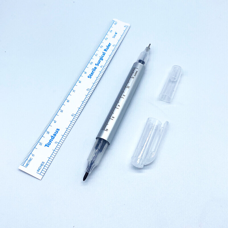 مزدوج رئيس الجراحية الحاجب الوشم الجلد قلم تحديد اكسسوارات أداة قلم تحديد الوشم مع مسطرة قياس Microblading