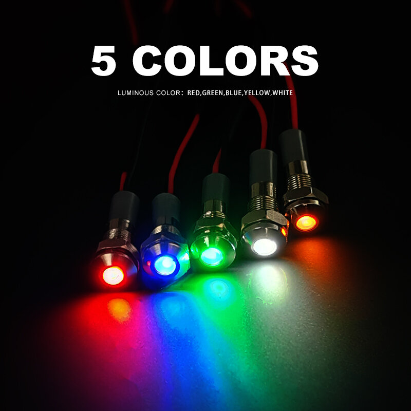 VaneAims 6 مللي متر المعادن LED مؤشر ضوء لوحة تصاعد مصباح إشارة صغير أحمر أزرق أصفر أخضر أبيض 220 فولت 24 فولت 12 فولت 6 فولت 3 فولت