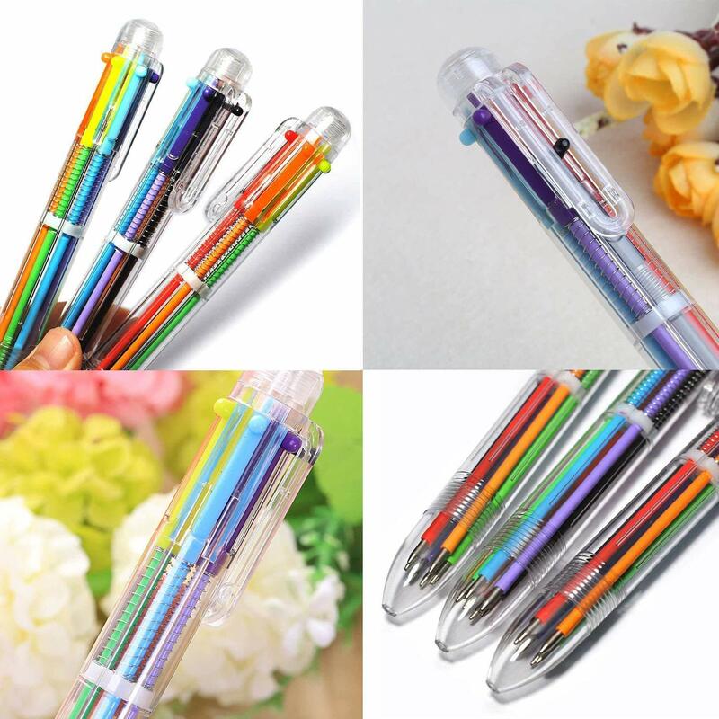 أقلام حبر جاف إبداعية شفافة ، 6 ألوان ، قلم ألوان للضغط ، أدوات مكتبية بقلم زيتي ، 6 من ألوان