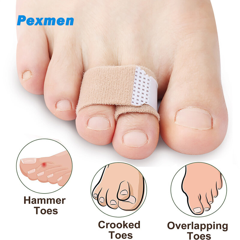 Pexmen 1/2/5/10 قطعة مطرقة اصبع القدم مستقيم Hammertoe جبائر تو توسيد الضمادات ل كسر ملتوية و متداخلة أصابع القدم