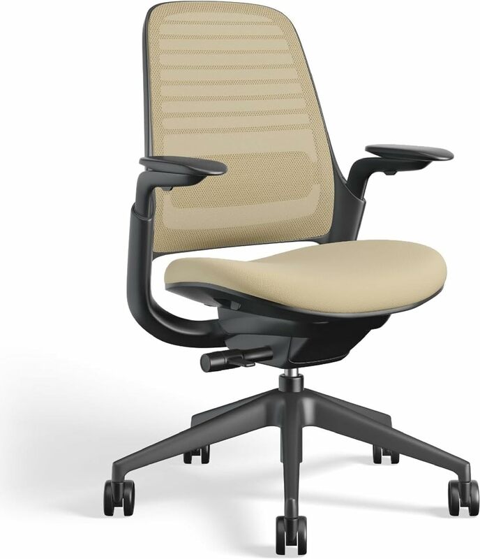 كرسي مكتب بعجلات ، سجادة مع تحكم في تنشيط الوزن ، دعم الظهر ودعم الذراع ، سهل التجميع