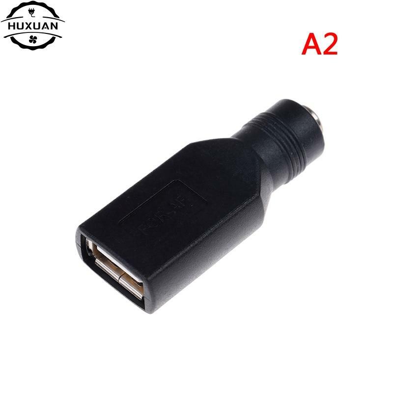 أنثى جاك إلى USB 2.0 ذكر التوصيل/أنثى جاك 5 فولت تيار مستمر قابس الطاقة موصل محول محمول 5.5*2.1 مللي متر أسود اللون