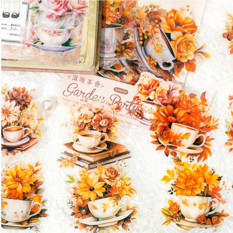 سلسلة حفلات شاي الحديقة ، علامات عتيقة ، ملصق الحيوانات الأليفة ، زخرفة ألبوم الصور ، 12 قطعة