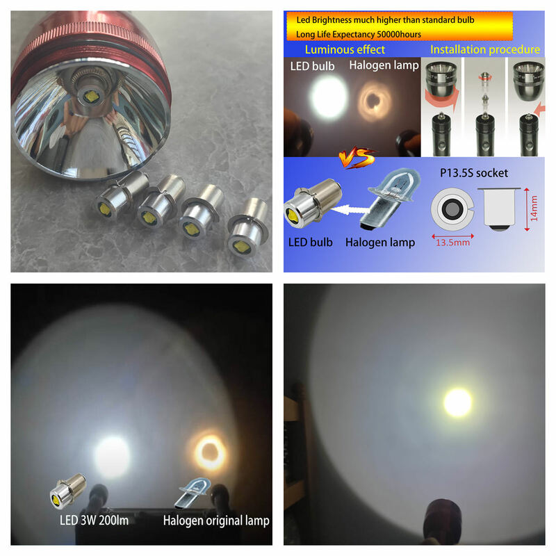 P13.5S Pr2 LED لمبة 3 واط ترقية LED مصباح يدوي لمبة Maglite LED تحويل عدة ماج ضوء LED لمبة 2-16 C & D خلايا Maglite الشعلة