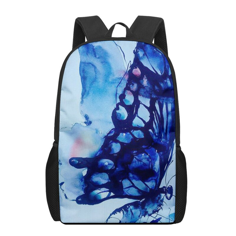 الفراشة الأزرق اللوحة المائية الحقائب المدرسية للبنين بنات ثلاثية الأبعاد طباعة حقائب مدرسية للأطفال حقيبة رياض الأطفال على ظهره الرجال الطفل