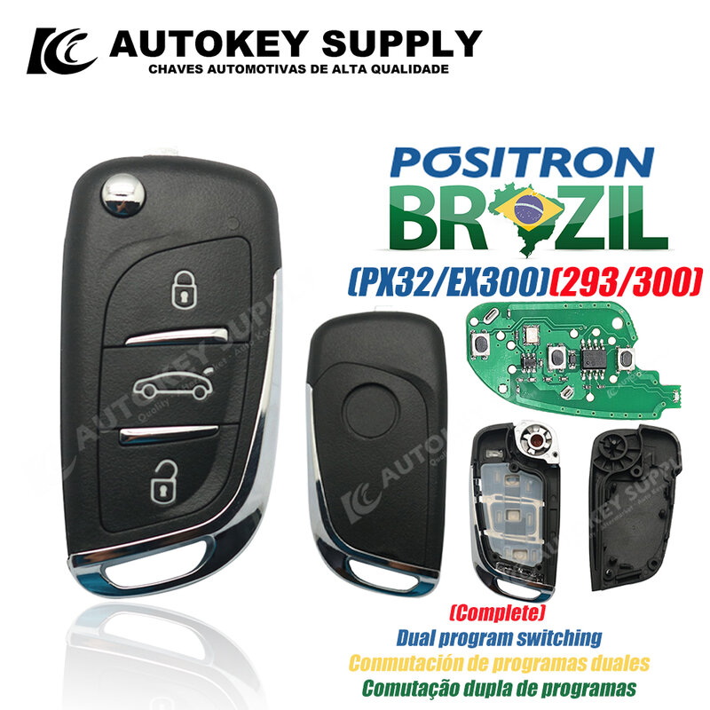 مفتاح سيارة بوسيترون فليكس عن بعد مع نظام إنذار الشعار ، برنامج سيتروين مزدوج PX32 EX300 293 330 360 AKBPCP095 AutokeySupply