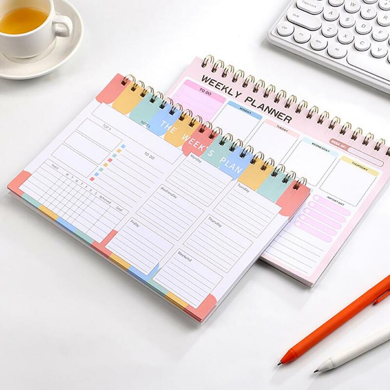 دفتر مخطط أسبوعي إنجليزي مع إعداد الأهداف ، دفتر جدول زمني يومي ، للقيام بالقائمة ، اللوازم المدرسية والمكتبية