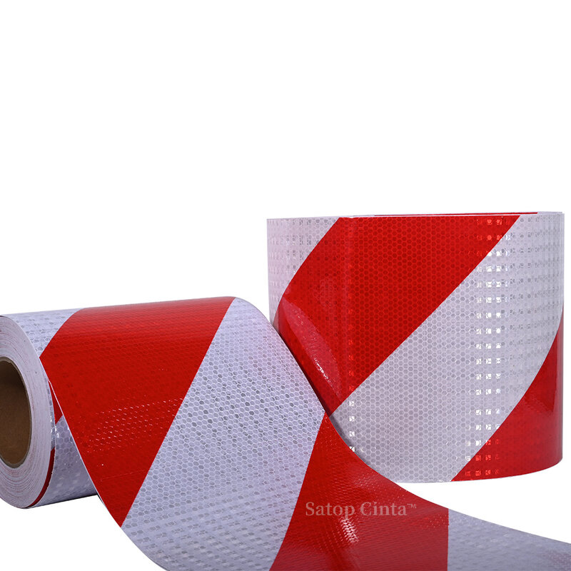 خطوط عاكسة ذاتية اللصق مقاومة للماء ، أشرطة من كلوريد البولي فينيل ، شريط أحمر أبيض ، ملصقات حك يسار ويمين للشاحنات ، 15 × 10 م