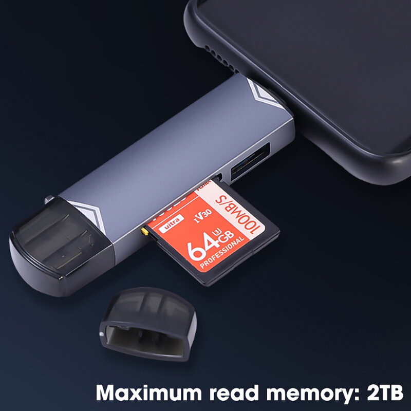 قارئ بطاقات متعدد الوظائف ، 6 في 1 ، مايكرو USB ، محول محرك فلاش ، 5Gbps ، نقل عالي السرعة ، OTG ، Type C ، SD ، TF ، USB 3.0