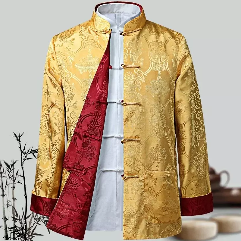 الرجال الصينية التنين قميص الكونغ فو معاطف الصين السنة الجديدة تانغ دعوى الملابس الصينية التقليدية للرجال جاكيتات Hanfu الرجال الملابس
