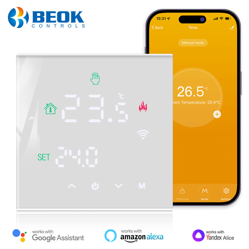 Beok-Tuya WiFi الغاز المرجل ترموستات ، تحكم في درجة الحرارة ، تدفئة أرضية دافئة ، الحرارية الذكية ، يعمل مع أليس ، جوجل الرئيسية