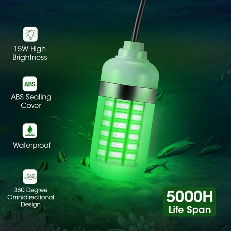 مقاوم للماء LED ضوء الصيد ، مصباح الأسماك ، إغراء الصيد الطوافة ، الضوء الأخضر ، في الهواء الطلق ، 12 فولت الجهد