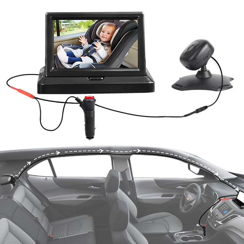 مرآة سيارة عالية الوضوح للطفل ، كاميرا مقعد السيارة ، أداة ساعة السلامة الرضع ، 4-3 "، جهاز مراقبة المهنة ، المهنية
