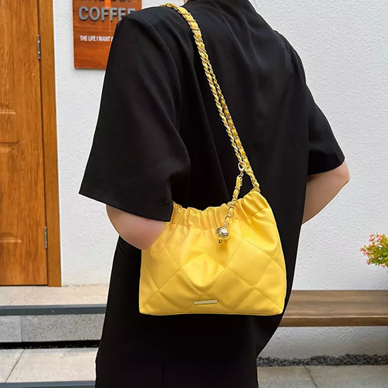 حقائب كروس بو منقوشة للنساء ، حزام سلسلة غير رسمي ، حقيبة كتف دلو ، التنقل ، تصميم مطوي ، الموضة ، ADX05