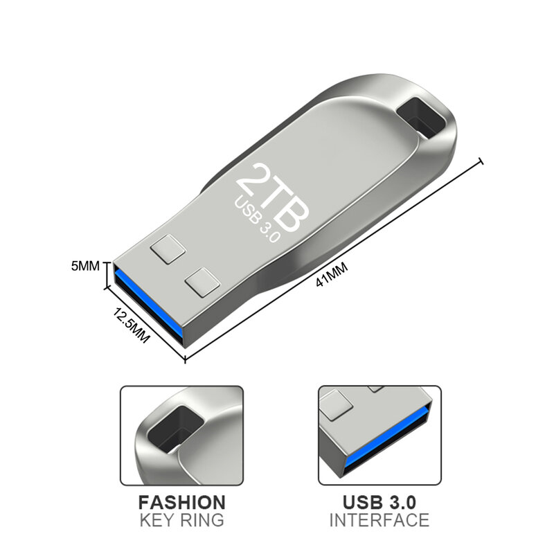 USB 3.0 عالية السرعة فلاش حملة معدنية القلم محرك 2 تيرا بايت/1 تيرا بايت مقاوم للماء فلاش القرص ذاكرة صغيرة العصي القرص القلم محرك نوع C محول