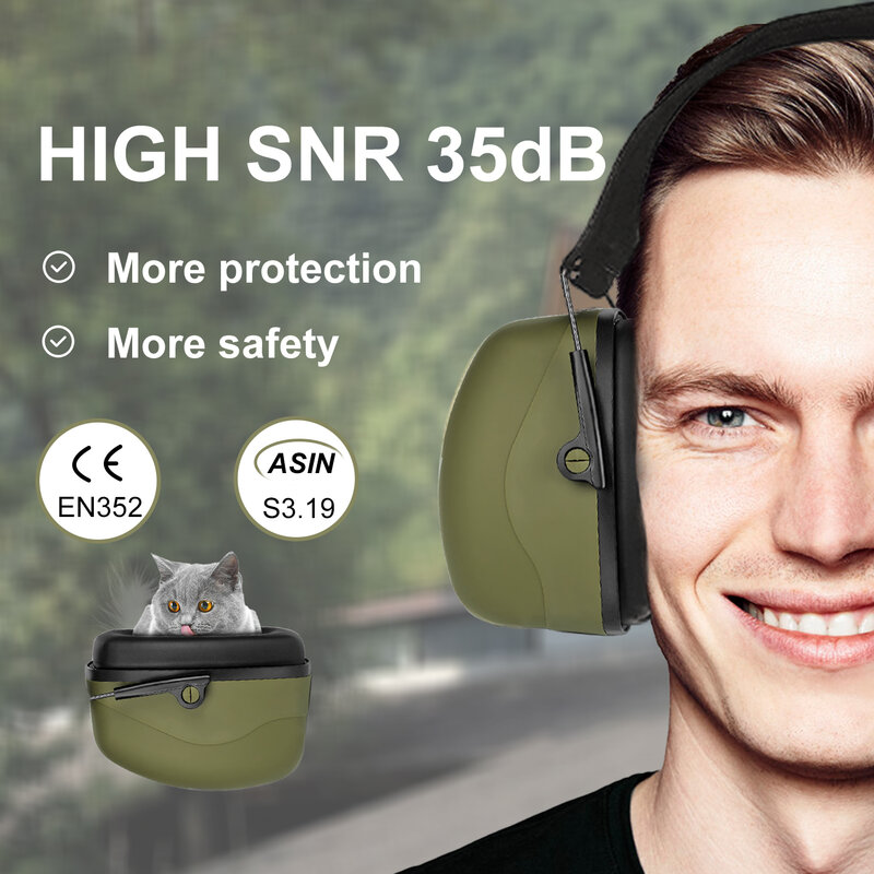 واقي للأذنين من ZOHAN آمن للأذنين وواقي للأذن ضد الغلق للحماية من الضوضاء العالية SNR 35dB لنطاق البندقية