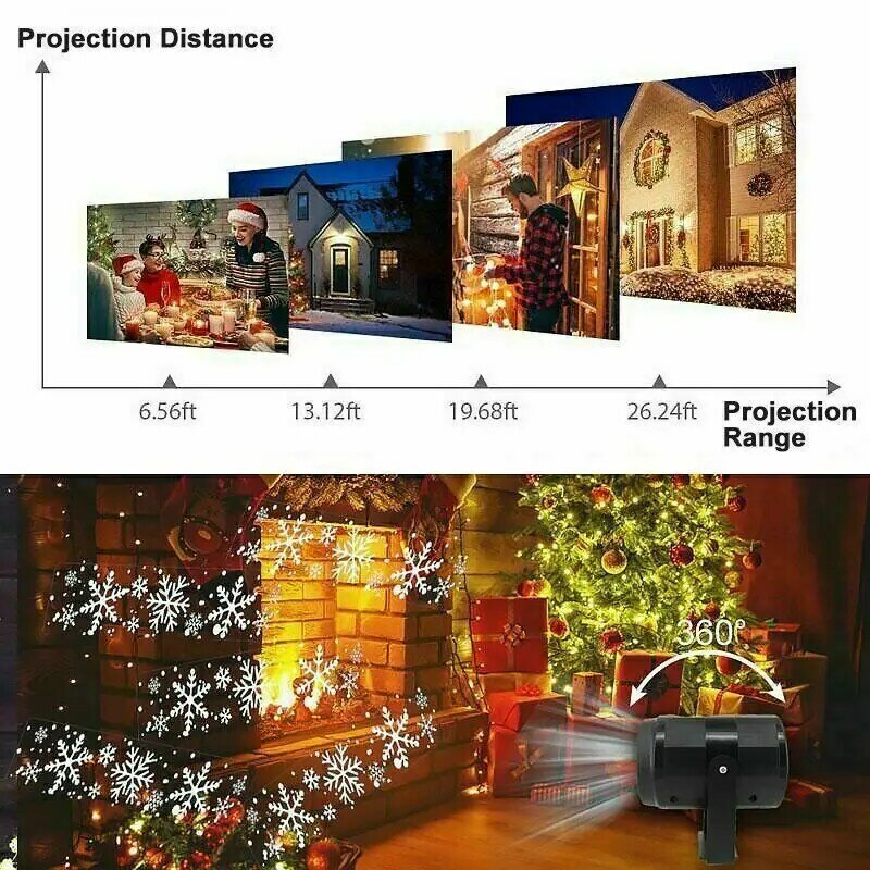 جهاز عرض ندفة الثلج مع أضواء ليد ، ضوء عيد الميلاد ، مصباح خارجي ، مهرجان وديكور عيد الميلاد