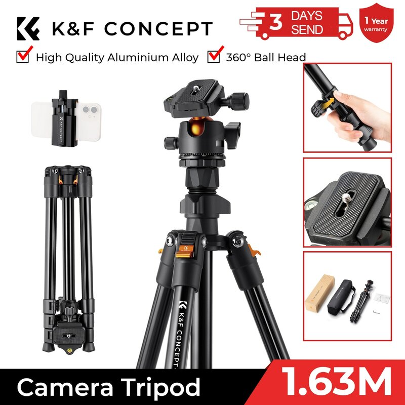 K & F مفهوم المحمولة كاميرا السفر ترايبود مرنة فلوغ ترايبود مع 360 درجة الكرة رئيس الإفراج السريع لكانون نيكون سوني DSLR