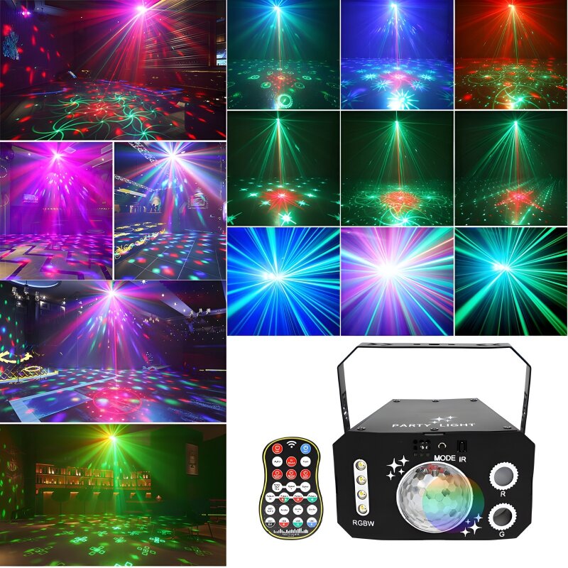 RGB ضوء ديسكو الكرة مع التحكم الصوتي ، ضوء دي جي ستروب ، ضوء الحزب ، بار ، الزفاف ، ملهى ليلي ، الديكور الداخلي والخارجي ، 7 عدسات