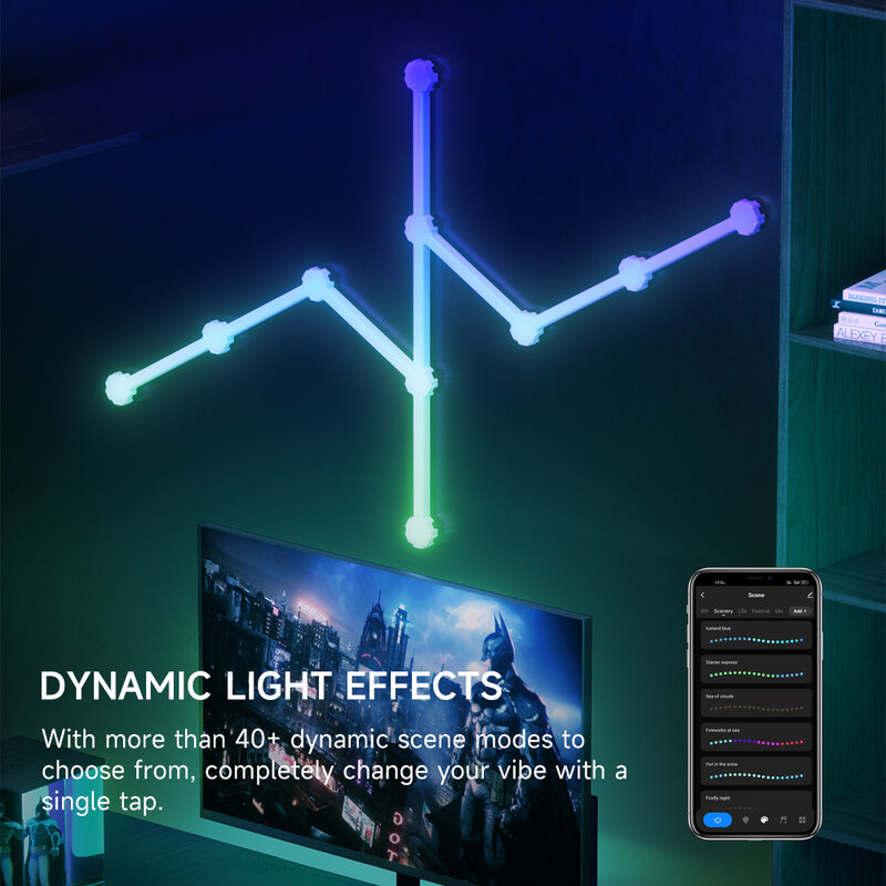واي فاي الذكية APP التحكم LED الإنزلاق ضوء الليل RGBIC حلم لون الموسيقى مزامنة الجدار مصباح للتلفزيون غرفة نوم لعبة الديكور قطاع أضواء