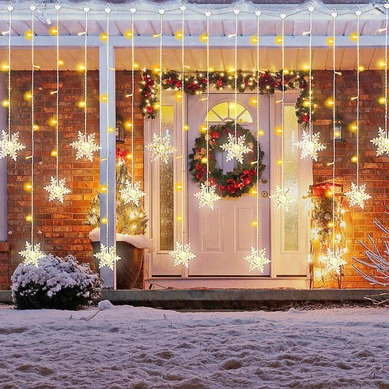 عيد الميلاد ندفة الثلج أضواء الستار سلسلة ضوء شلال الديكور في الهواء الطلق 5 متر تدلى الجنية Led أضواء لحديقة عطلة الطرف