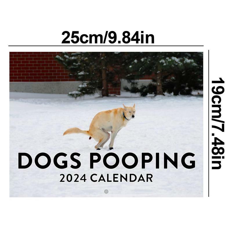 تقويم الكلب المتدلي المضحك للجدار ، تقويم فني جذاب ، الجراء الشهرية ، المنزل والمدرسة ، 12 شهر ، 2024