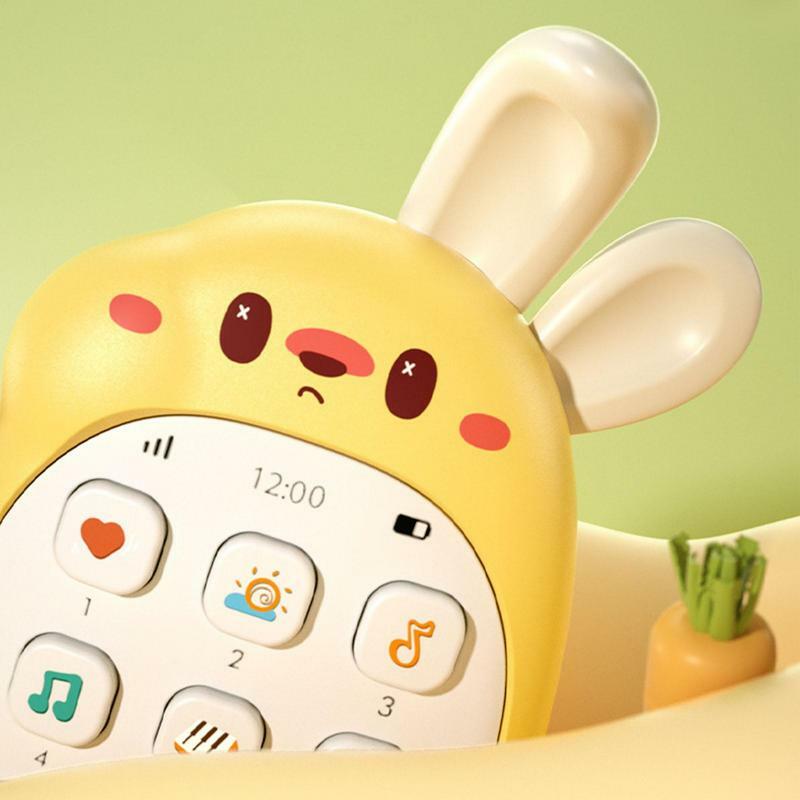 لعب الهاتف للطفل مضغ الأذن طفل لعبة الهاتف في لطيف الأرنب شكل بطارية تعمل بالطاقة لعبة تعليمية ثنائية اللغة متعددة الوظائف ل