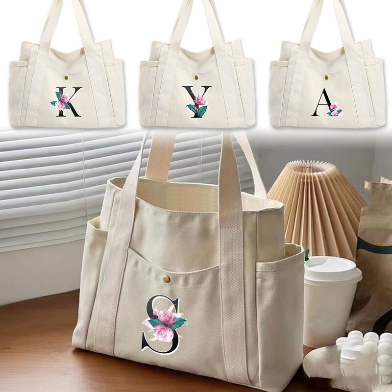 حقيبة كتف متعددة الوظائف للنساء ، حقائب تسوق ، حقيبة يد قماشية ، حقائب كتف ، سلسلة بسيطة ، نمط أبيض