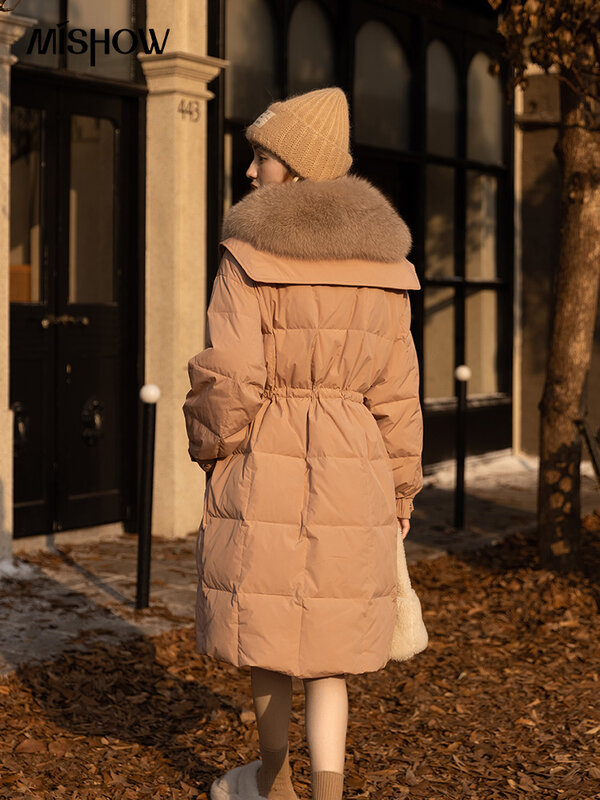 MISHOW-طويلة الأبيض بطة أسفل معطف للنساء ، سترة دافئة سميكة ، سترات البخاخ الكورية ، معطف الموضة ، معطف الشتاء أنيقة ، MXB44Y0110