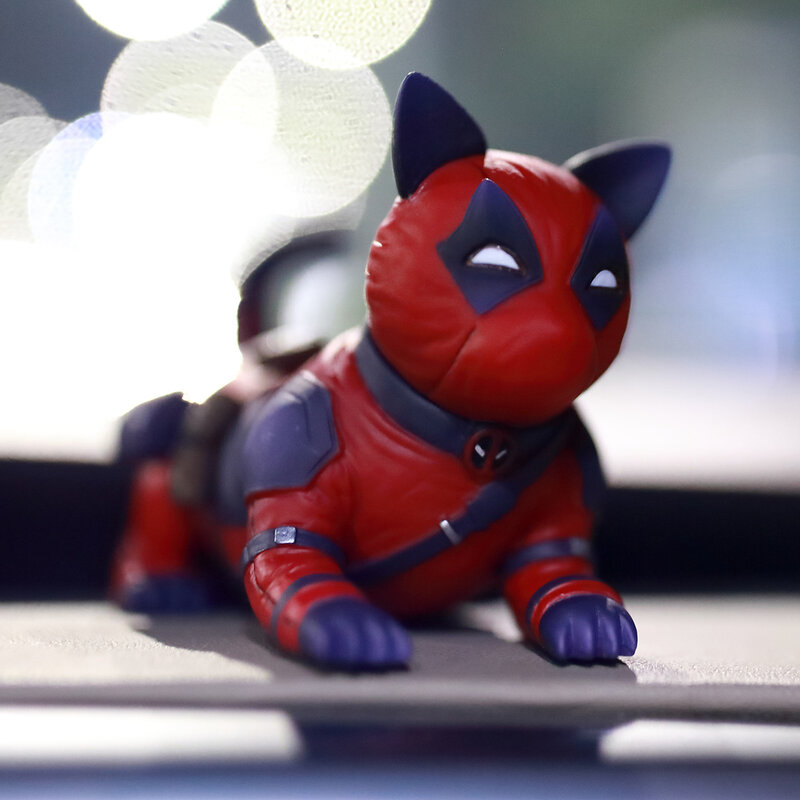ألعاب على شكل قطة سوداء على شكل كلب من مارفل ليجيندز ديدبول ديكور سيارة من ويلسون ديكور داخلي على شكل كاواي هدية عمل أنمي