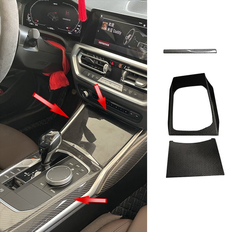 ألياف الكربون الحقيقية لسيارات BMW 3 4 Series G20 G21 G22 2020 وحدة التحكم المركزية للسيارات لوحة التحكم الجانبية للتيار المتردد ملحقات لوحة التهوية