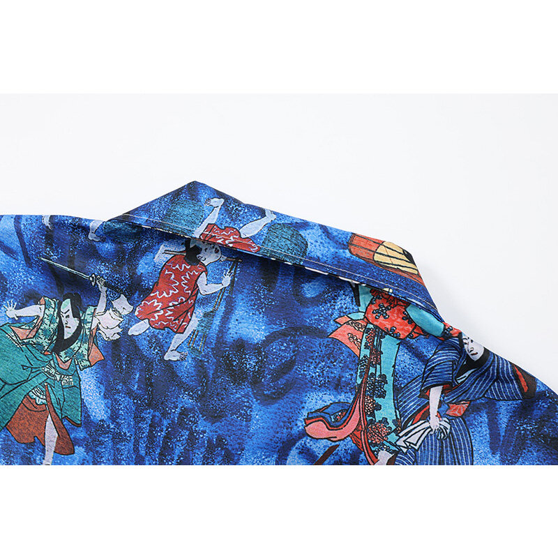 قميص هاواي بأكمام قصيرة للرجال والنساء ، وردة مارتين زرقاء ، ملابس غير رسمية كبيرة الحجم ، جودة عالية ، الصيف ،
