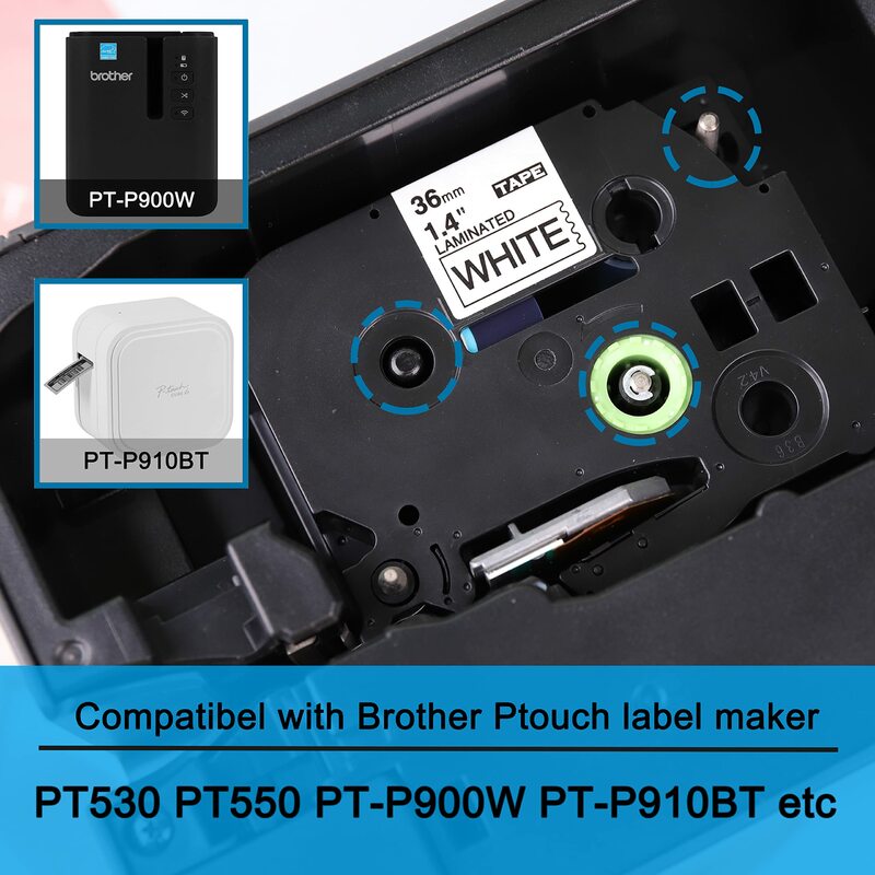 TZe261 36 مللي متر القياسية مغلفة الشريط حجم كبير تسمية الشريط متوافق لأخيه P-touch تسمية الشريط 36 مللي متر ل PT-P950W PT-9600 9800
