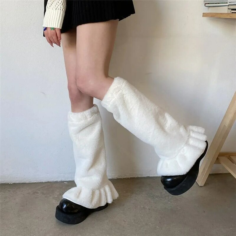 جهاز تدفئة أرجل ياباني بنمط هاراجاو للنساء والفتيات ، جوارب ساق بكشكشة ، مدفئ قدم مخملي ، غطاء جديد ، شتاء