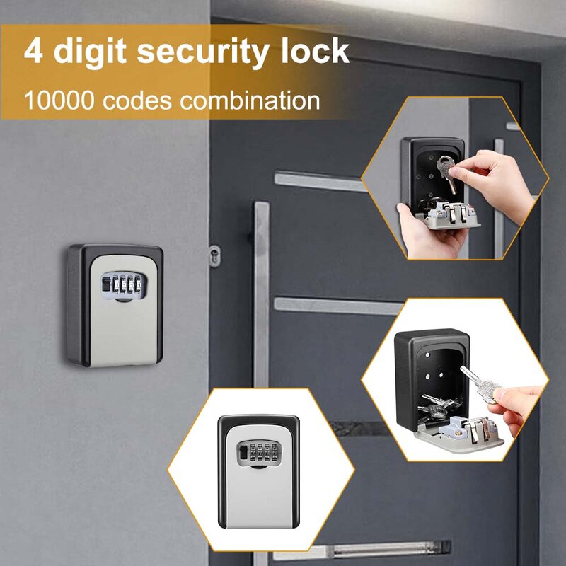 صندوق تخزين قفل كهربائي ، جدار جبل ، صندوق الأمان ، 4 أرقام رمز كلمة المرور ، الأمن الحماية ، لا مفتاح للمنزل