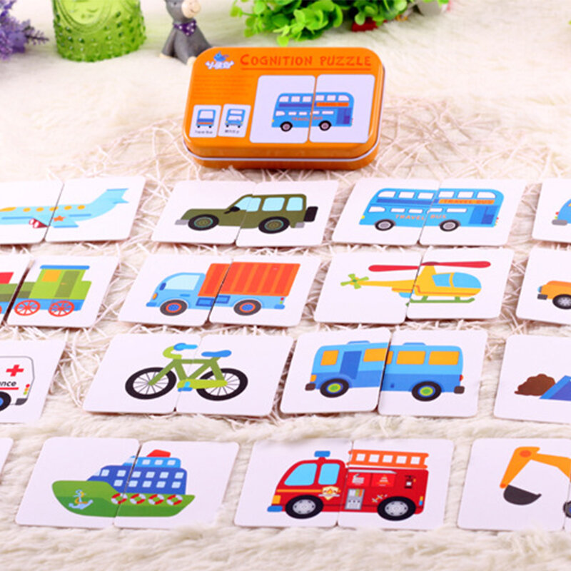 لعبة ألغاز تعليمية للأطفال في وقت مبكر من مونتيسوري لعبة مطابقة للبطاقات المعرفية لعبة أطفال ألغاز حياة حيوانات فاكهة للسيارة ألعاب أطفال