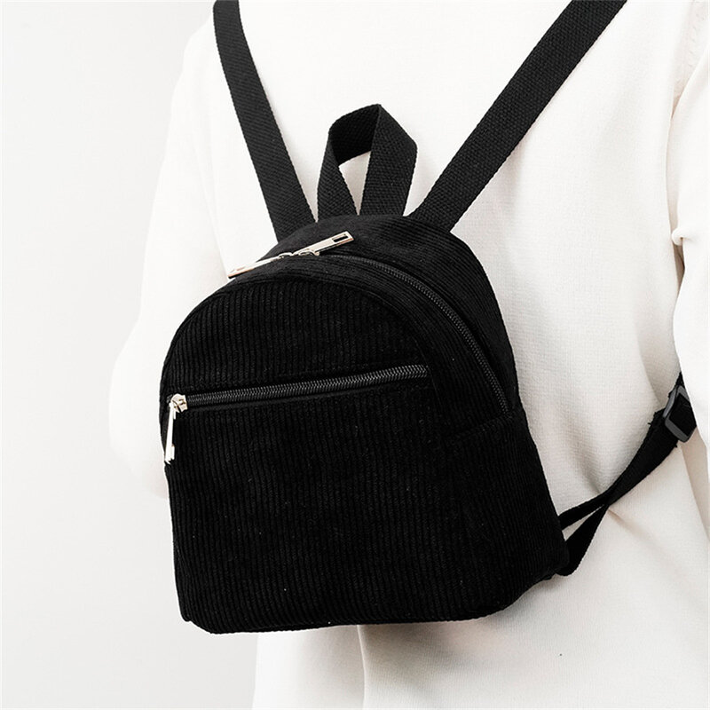 حقيبة كوردوروي شخصية للنساء ، اسم مطرز ، أحادية اللون ، حقيبة ظهر صغيرة ، بسيطة ومتعددة الاستخدامات ، موضة جديدة