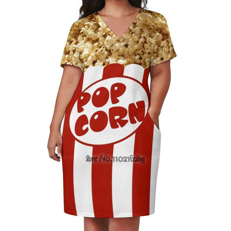 Popcorn V-Neck Short Sleeve Dress A-Line Skirt Women'S Clothing Office Lady Elegant Skirt Popcorn Skirt Dress For Women