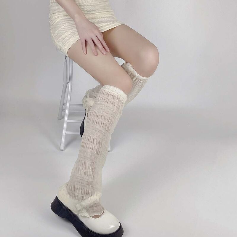 جوارب طويلة مرنة فضفاضة للنساء ، شريطية كومة الجوارب ، تدفئة الساق ، اكسسوارات تأثيري ، لوليتا شبكة غطاء القدم ، واسعة الساق