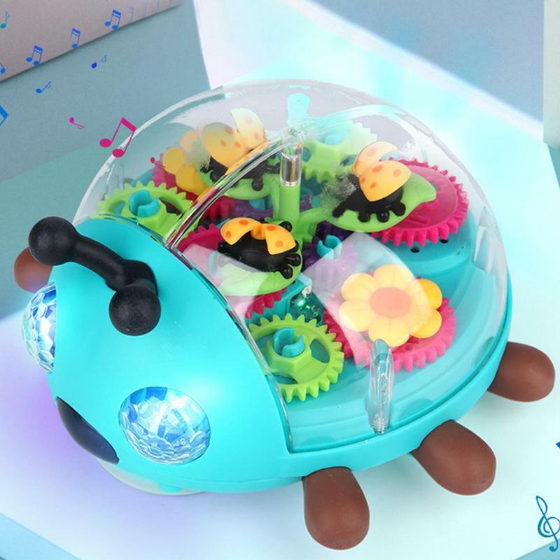 سيارة الخنافس الكهربائية مع LED الموسيقى الاطفال ألعاب تعليمية الحيوان لعبة الصوت للاهتمام هدية عيد ميلاد للأطفال