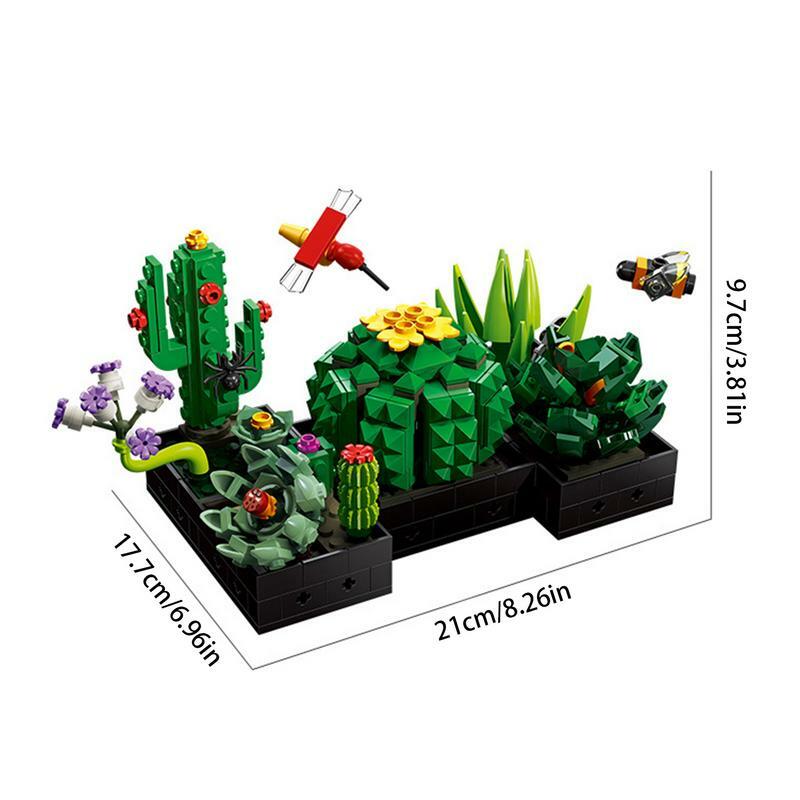مجموعة مكعبات بناء صغيرة لتزيين النباتات العصارية ، لعبة بناء باقة بونساي قابلة لإعادة الاستخدام لطاولات وطاولات غرفة النوم