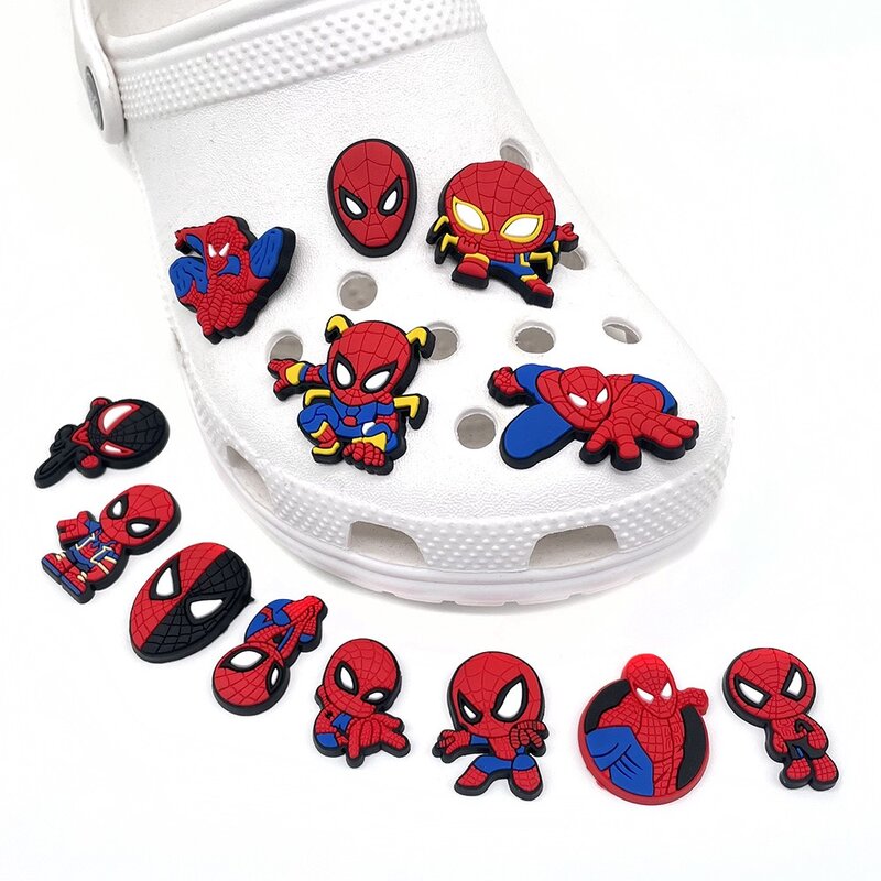 سحر الأحذية MINISO-Spiderman للأطفال ، PVC الكرتون ، تسد الزينة ، اكسسوارات صندل ، النعال الديكور ، مشبك ، الهدايا الصبي