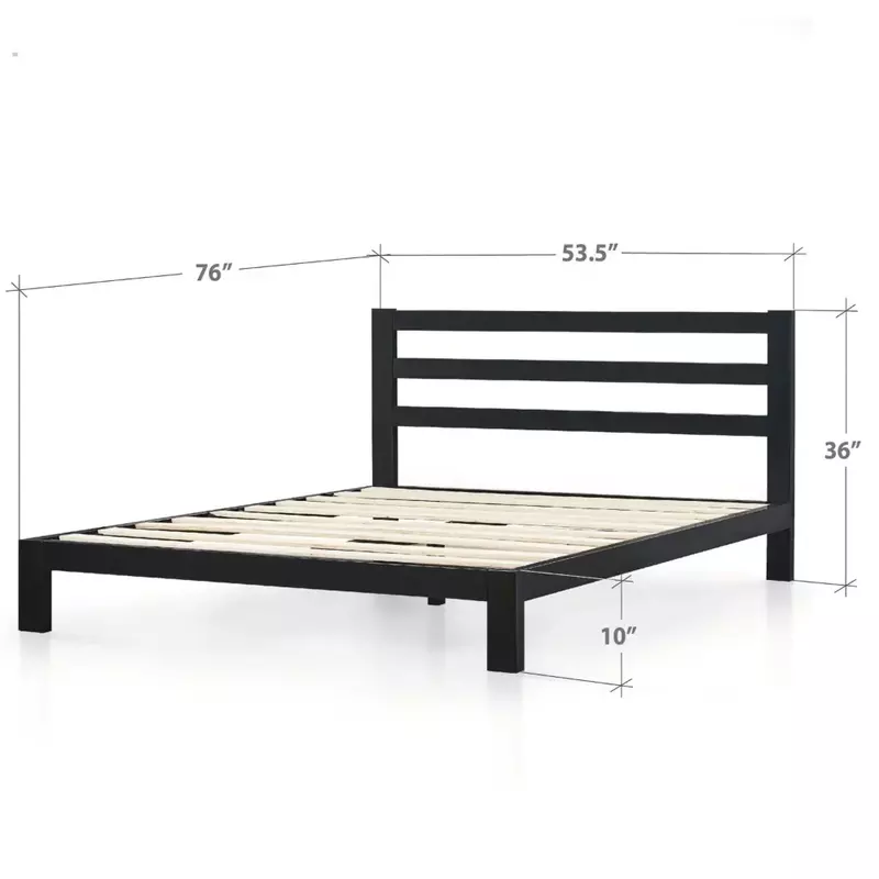 إطار سرير منصة معدني مزدوج الحجم ، إطار سرير مزدوج أبيض ، 11 بوصة