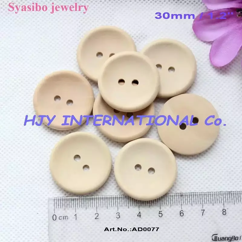 Syasibo jewelry 100pcs30mm لم تنته مخصص عادي شخصية زر خشبي مع رسالة خاصة بك أو اسم المحل 1.2 " - AD0077