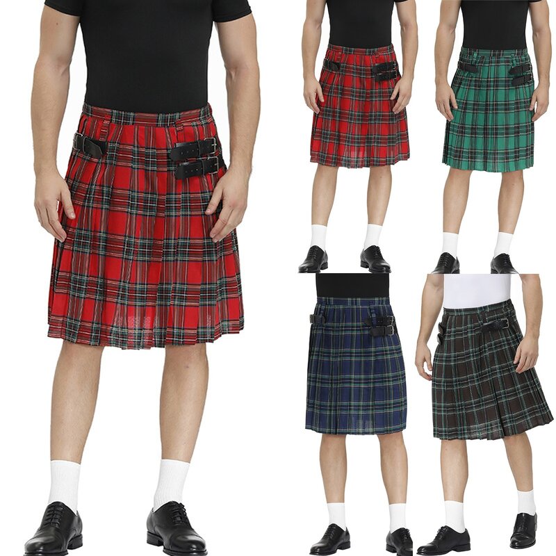تنورة كلاسيكية اسكتلندية للرجال ، ملابس اسكتلندية ، ملابس غير رسمية للشارع ، موضة بانك قوطية ، جيب كندو ، جديد ، خريف