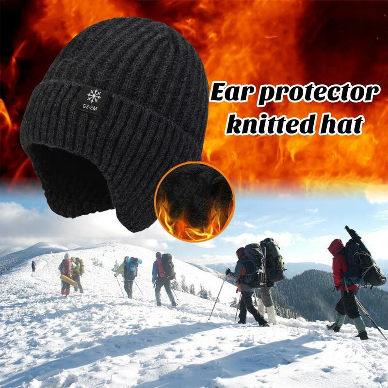 قبعة حرارية محبوكة ناعمة للجنسين ، حماية للأذن ، تصميم مانع للانزلاق ، مقاوم للرياح ، دافئ ، الطقس ، الشتاء ، الخريف