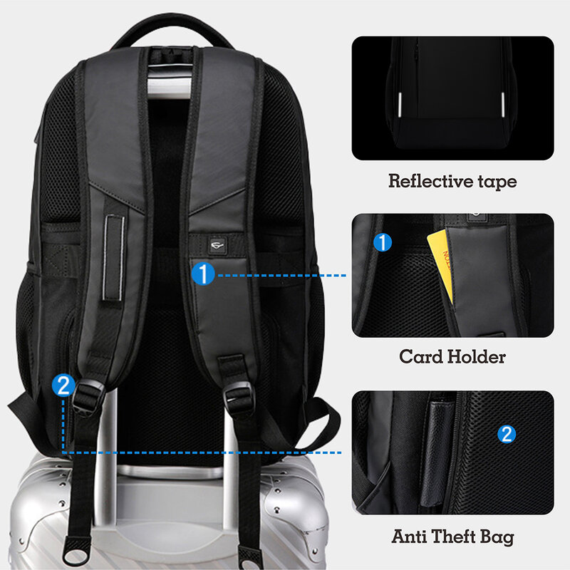 حقيبة ظهر عسكرية سويسرية مقاومة للماء USB سعة كبيرة ، حقيبة أعمال عصرية ، حقيبة مدرسية ، حقيبة صدر ، 17"