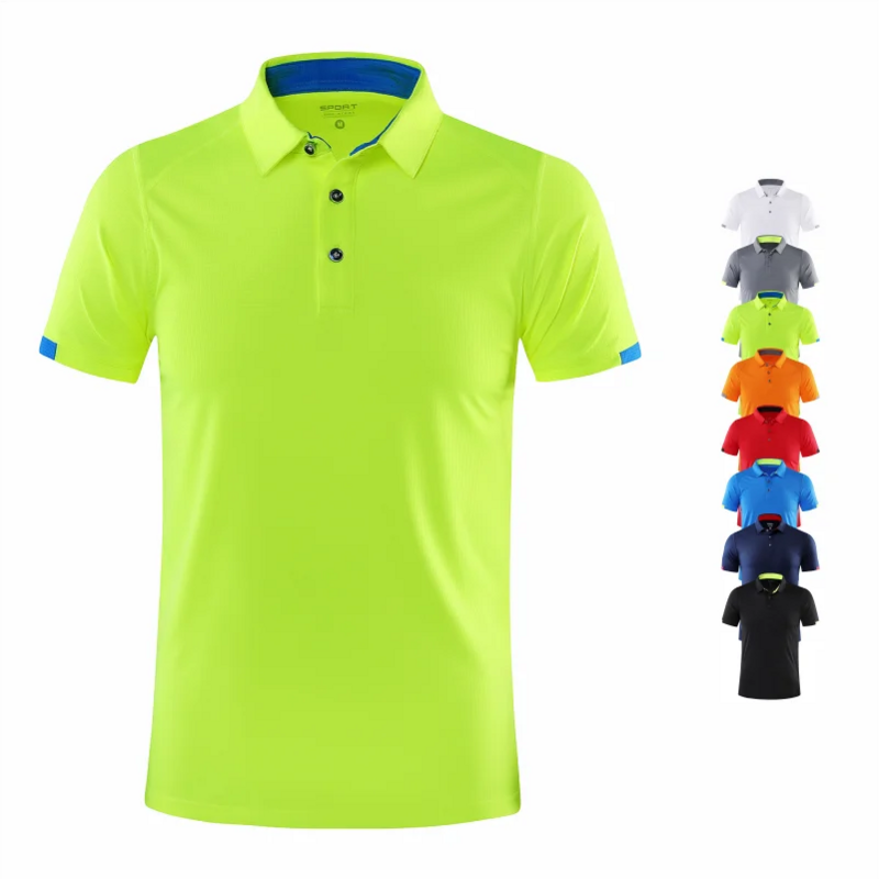 قميص بولو بأكمام قصيرة ، سريع الجفاف ، طية صدر للتنفس ، قميص رياضي ، علامة تجارية لمجموعة شركات الجولف ، كبير ، 8 ألوان